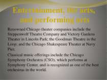 Renowned Chicago theater companies include the Steppenwolf Theatre Company an...