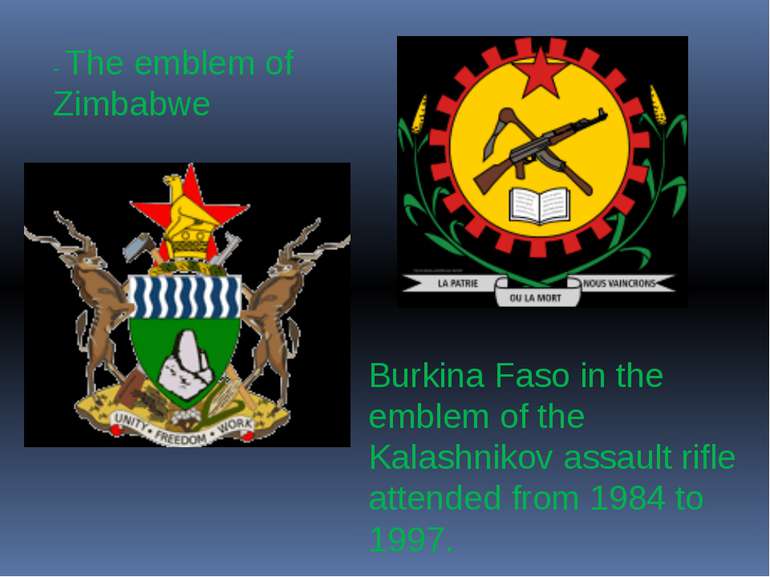 - The emblem of Zimbabwe Burkina Faso in the emblem of the Kalashnikov assaul...