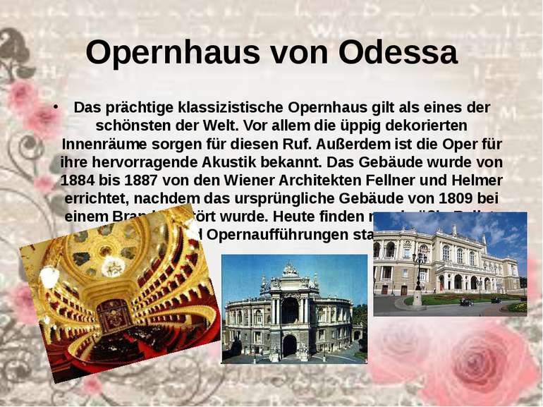 Opernhaus von Odessa Das prächtige klassizistische Opernhaus gilt als eines d...