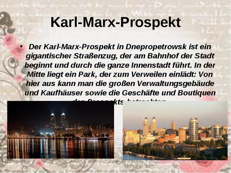 Karl-Marx-Prospekt Der Karl-Marx-Prospekt in Dnepropetrowsk ist ein gigantisc...