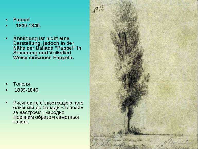 Pappel   1839-1840. Abbildung ist nicht eine Darstellung, jedoch in der Nähe ...