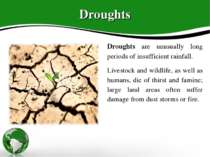 Droughts Droughts are unusually long periods of insufficient rainfall. Livest...