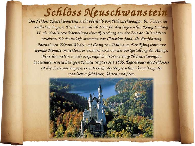 Schlöss Neuschwanstein Das Schloss Neuschwanstein steht oberhalb von Hohensch...