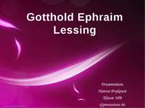 Gotthold Ephraim Lessing Presentation Hanna Brykowa Klasse 10B Gymnasium 46