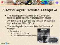 The earthquake occurred at a convergent tectonic plate boundary (subduction z...
