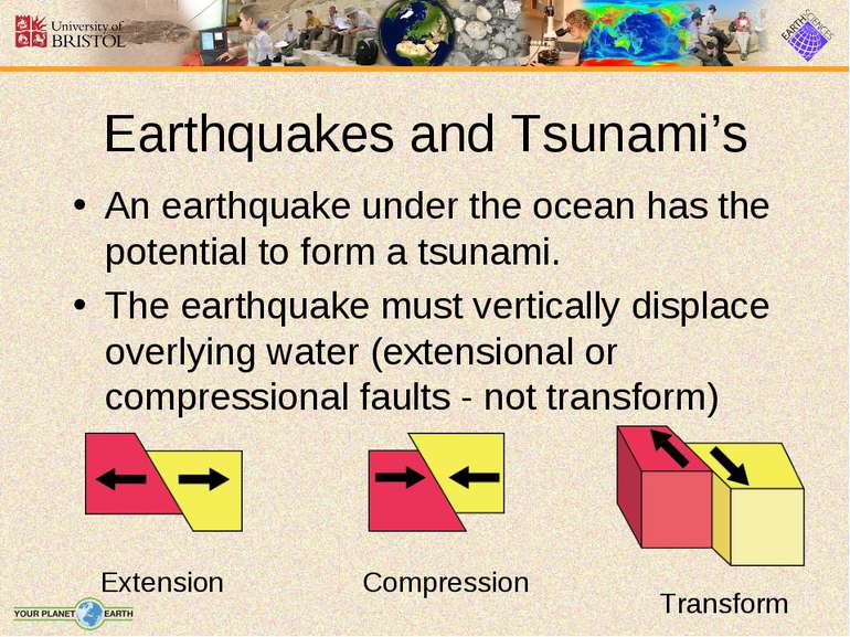Earthquakes and Tsunami’s An earthquake under the ocean has the potential to ...