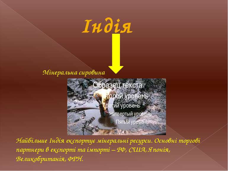 Індія Мінеральна сировина Найбільше Індія експортує мінеральні ресурси. Основ...