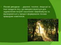 Лісові ресурси — деревні, технічні, лікарські та інші продукти лісу, що викор...