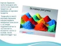 Харчові барвники- група природних або синтетичних барвників придатних до фарб...
