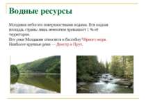 Молдавия небогата поверхностными водами. Вся водная площадь страны лишь немно...