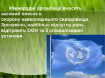 Міжнародні організації вносять вагомий внесок в охорону навколишнього середов...