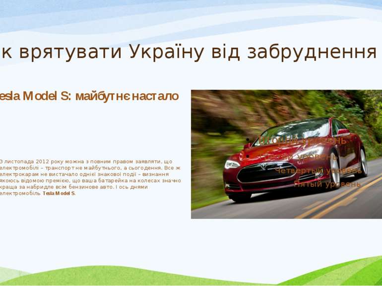 Як врятувати Україну від забруднення ? Tesla Model S: майбутнє настало З лист...