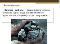Кам'яне вугі лля — тверда горюча корисна копалина, один з видів вугілля викоп...