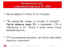 * Вимірювання змін: корупційний барометр ТІ - 2009 Грузія набрала 3,1 бали, 1...