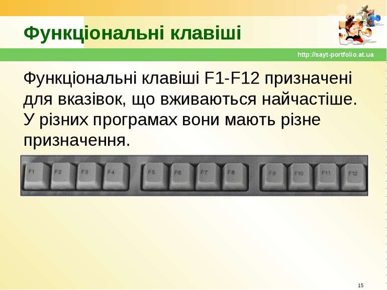 Функціональні клавіші Функціональні клавіші F1-F12 призначені для вказівок, щ...