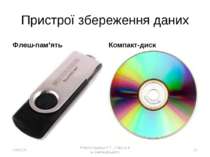 Пристрої збереження даних Флеш-пам’ять Компакт-диск * Робота Кравчук Г.Т., СЗ...