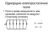 Однорідне електростатичне поле Поле в якому напруженість має однакове значенн...