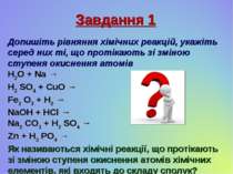 Завдання 1 Допишіть рівняння хімічних реакцій, укажіть серед них ті, що проті...