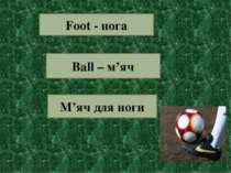 Foot - нога Ball – м’яч М’яч для ноги