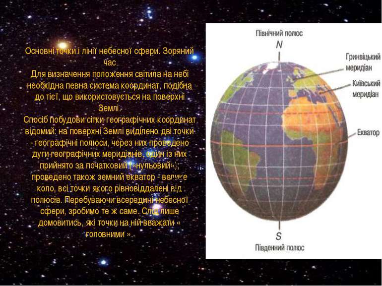 Основні точки і лінії небесної сфери. Зоряний час Для визначення положення св...