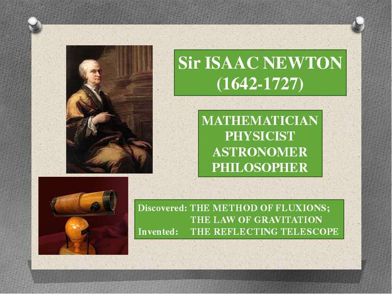 Sir ISAAC NEWTON (1642-1727) MATHEMATICIAN PHYSICIST ASTRONOMER PHILOSOPHER D...