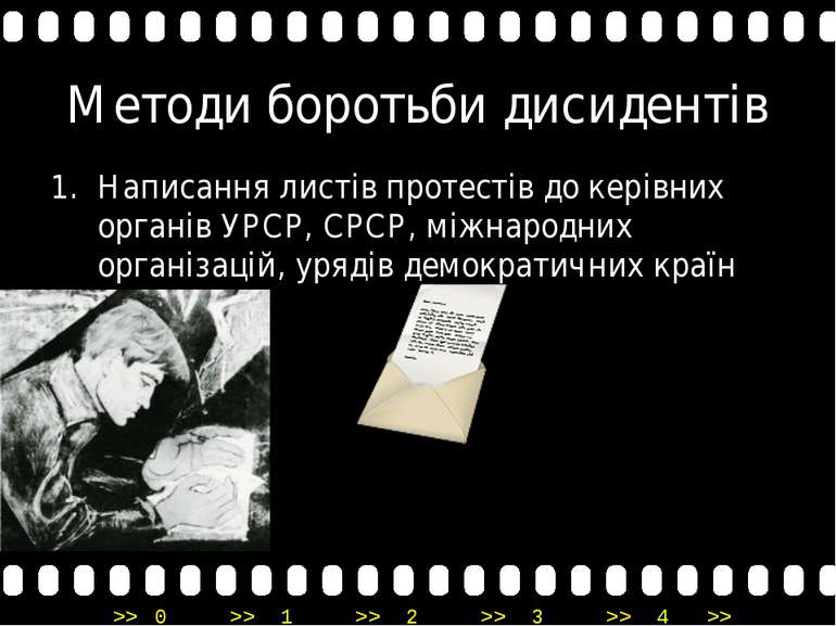 Написання листів протестів до керівних органів УРСР, СРСР, міжнародних органі...