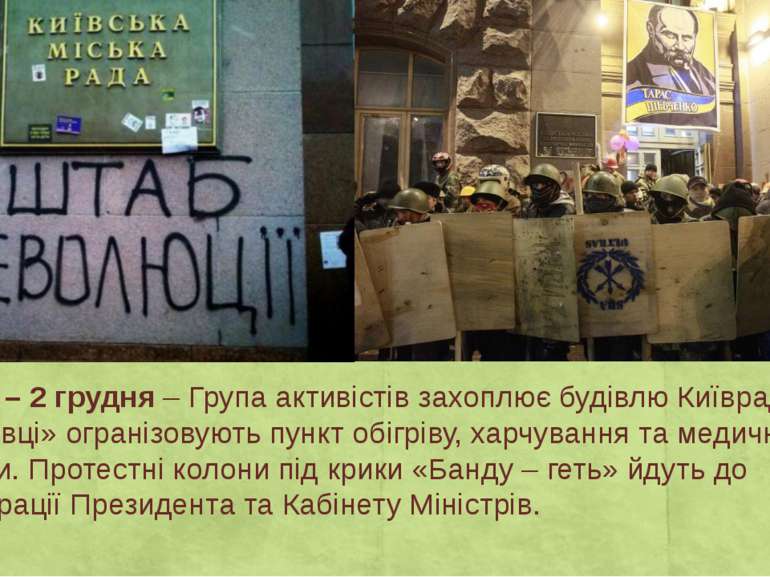 День 12 – 2 грудня – Група активістів захоплює будівлю Київради, де «свободів...