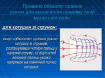Правило обхвату правою рукою для визначення напряму ліній магнітного поля: дл...