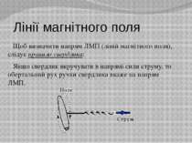 Лінії магнітного поля Щоб визначити напрям ЛМП (ліній магнітного поля), сліду...
