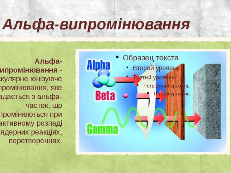 Альфа-випромінювання Альфа-випромінювання - корпускулярне іонізуюче випроміню...