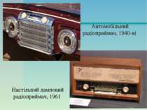 Автомобільний радіоприймач, 1940-ві Настільний ламповий радіоприймач, 1961