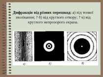 Дифракція від різних перешкод: а) від тонкої зволікання; ? б) від круглого от...