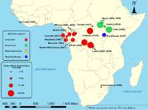 Мапа поширення гарячки Ебола у Африці