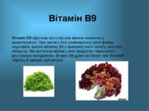Вітамін В9 Вітамін В9 (фолієва кислота) має велике значення у кровотворенні. ...