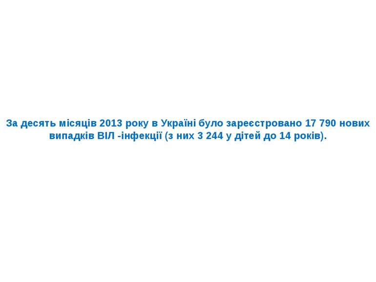 За десять місяців 2013 року в Україні було зареєстровано 17 790 нових випадкі...