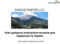 DOMUS RAPIDE LLC Нові джерела електропостачання для підприємств Україні green...