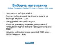 Виборча математика Вибори Президента України (17 січня та 7 лютого 2010 року)...