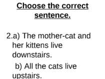 Choose the correct sentence. 2.a) The mother-cat and her kittens live downsta...