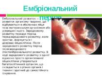 Ембріональний розвиток — розвиток організму тварини, що відбувається в оболон...