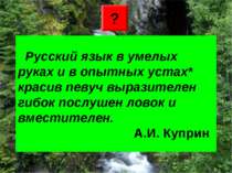 Русский язык в умелых руках и в опытных устах* красив певуч выразителен гибок...