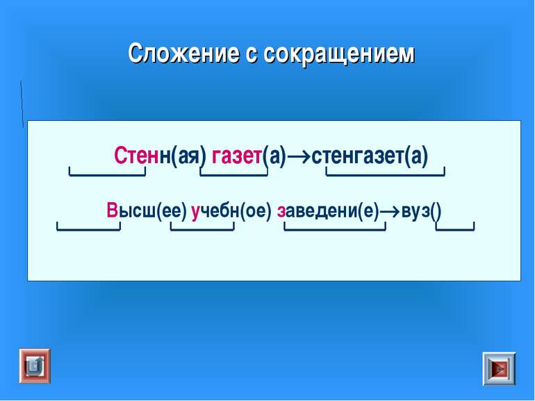 Сложение с сокращением Стенн(ая) газет(а) стенгазет(а) Высш(ее) учебн(ое) зав...