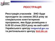 РЕЄСТРАЦІЯ Реєстрація учасників ЗНО буде проходити за схемою 2013 року за спе...