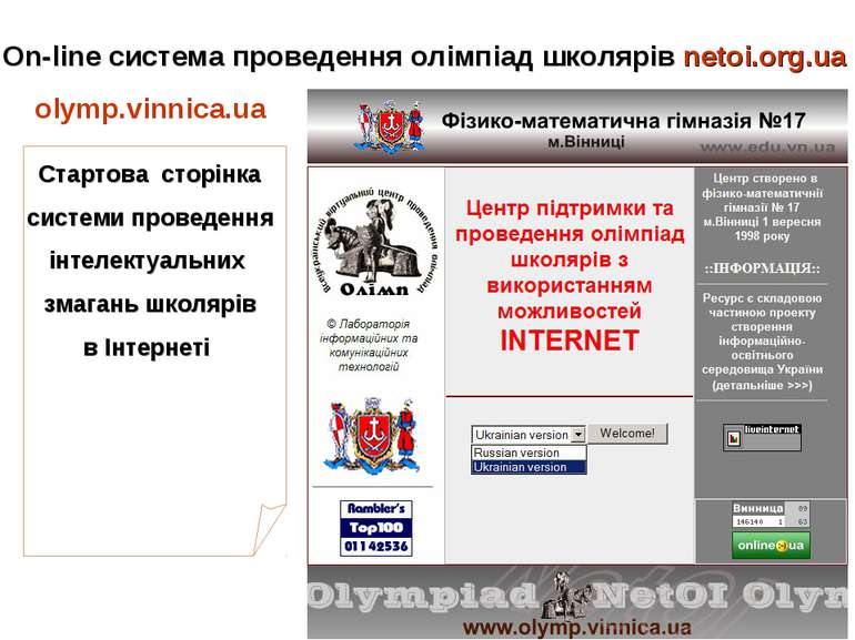 On-line система проведення олімпіад школярів netoi.org.ua olymp.vinnica.ua Ст...