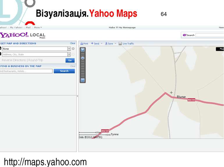 http://maps.yahoo.com Візуалізація.Yahoo Maps