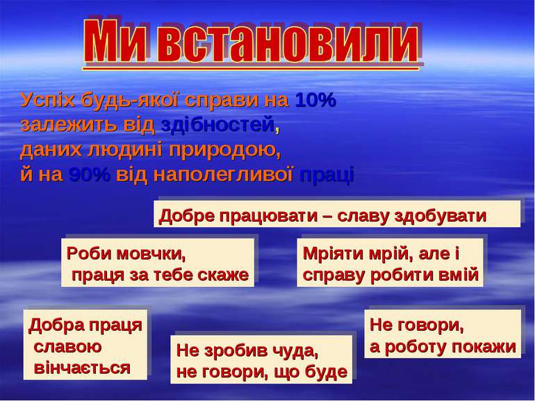 Успіх будь-якої справи на 10% залежить від здібностей, даних людині природою,...