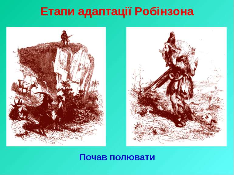 Етапи адаптації Робінзона Почав полювати