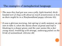 The examples of metaphorical language The man they had got now was a jolly, l...