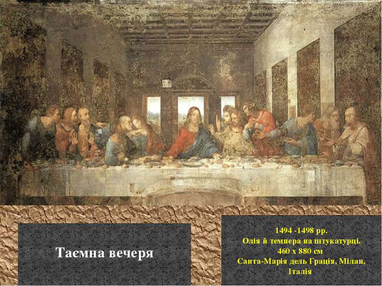 1494 -1498 рр. Олія й темпера на штукатурці. 460 x 880 см Санта-Марія дель Гр...