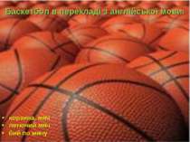 Баскетбол в перекладі з англійської мови: корзина, мяч летючий мяч бий по мячу
