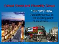 Oxford Street and Piccadilly Circus are very busy Piccadilly Circus is the me...